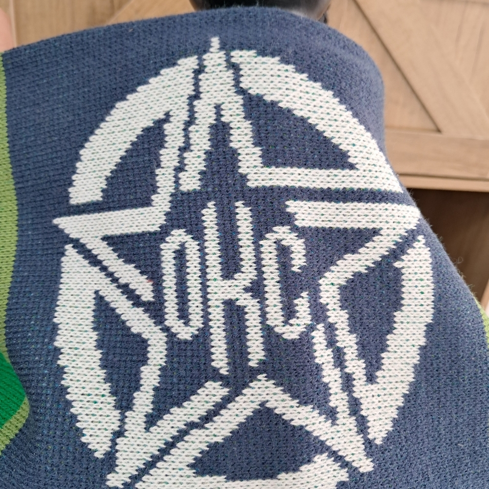 New OKC Energy FC Soccer Oklahoma City Knit Scarf Unisex Green Blue White Fringe - Picture 3 of 10